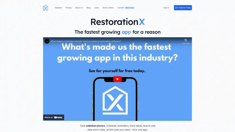 Homepage of RestorationX