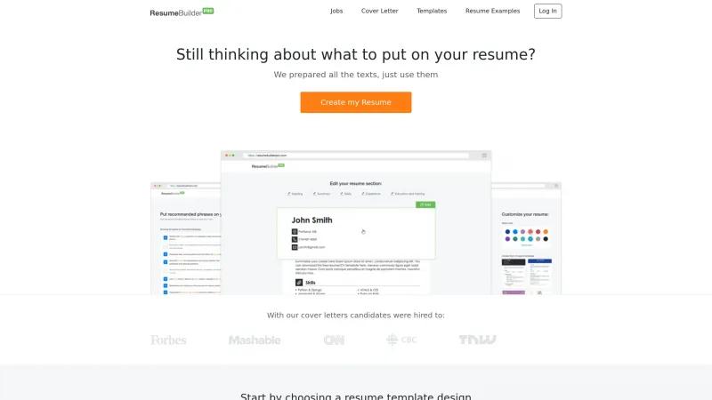 Homepage of ResumeBuilderPro