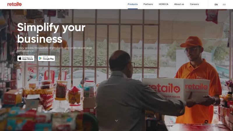 Homepage of Retailo