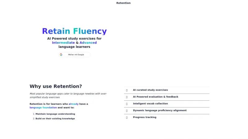 Homepage of Retention