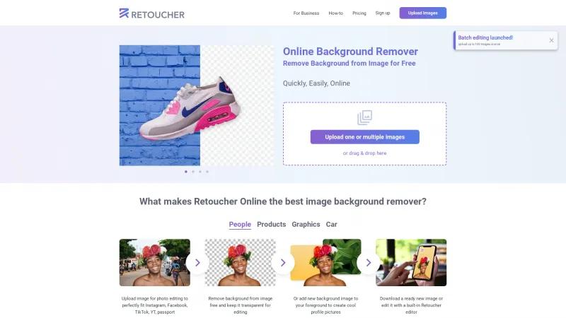 Homepage of Retoucher Online