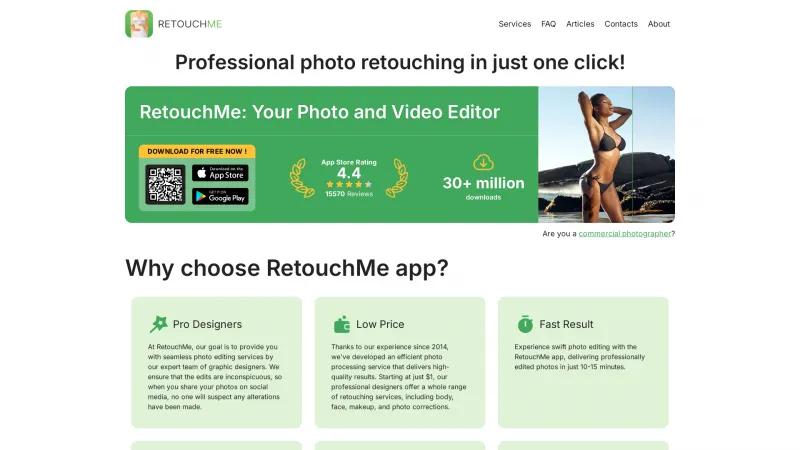 Homepage of RetouchMe