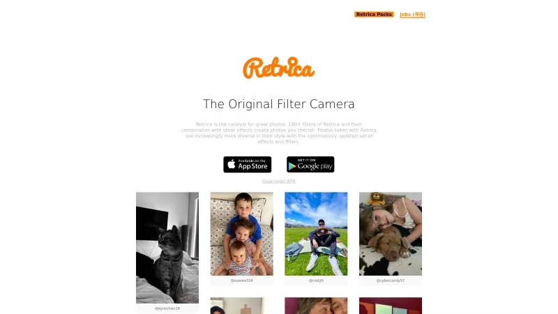 Homepage of Retrica