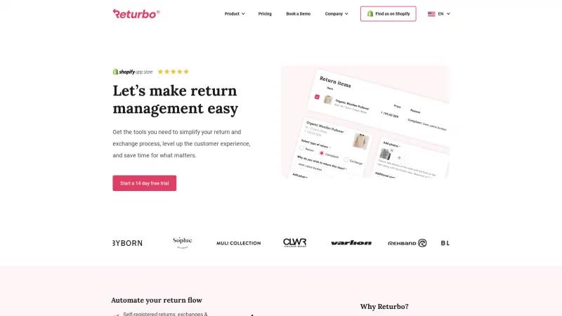 Homepage of Returbo