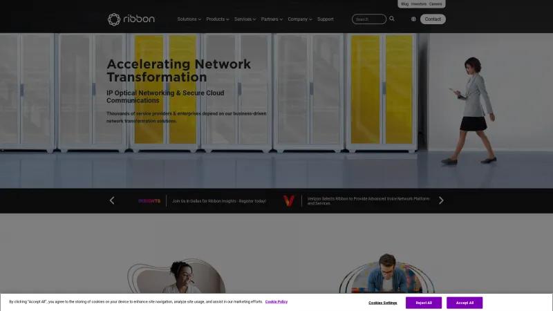 Homepage of Ribbon Communications