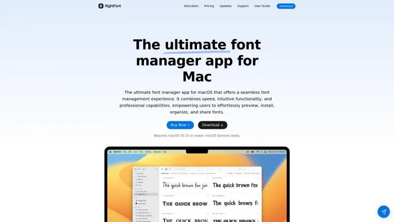 Homepage of RightFont