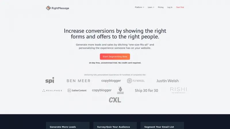 Homepage of RightMessage