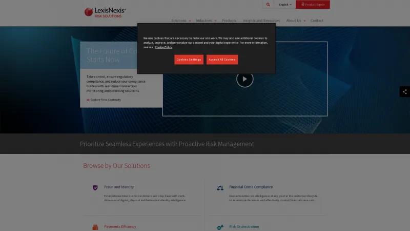 Homepage of LexisNexis Risk Solutions