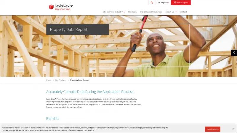 Homepage of LexisNexis Property Data