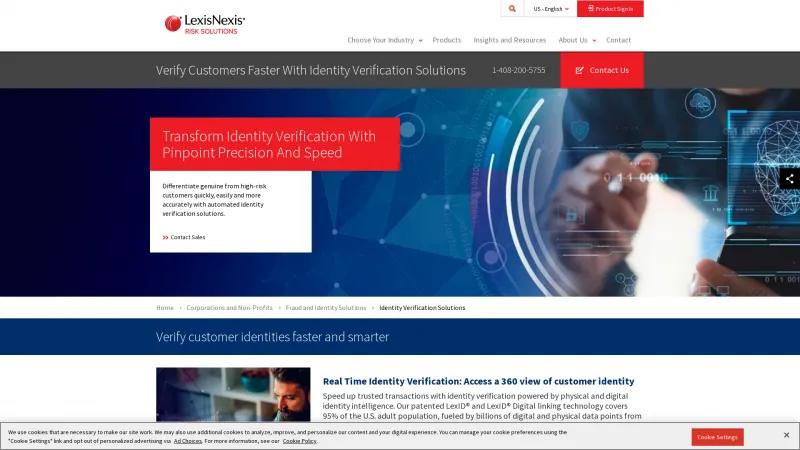 Homepage of LexisNexis Voice Biometrics