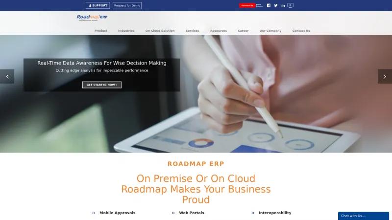 Homepage of Roadmap ERP