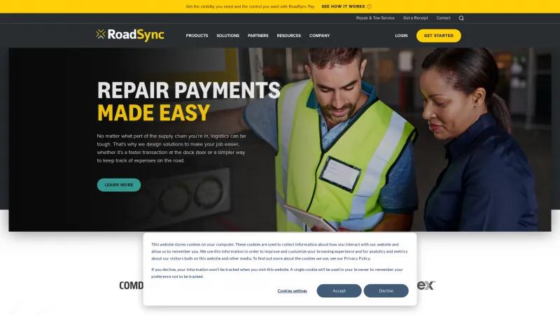 Homepage of RoadSync