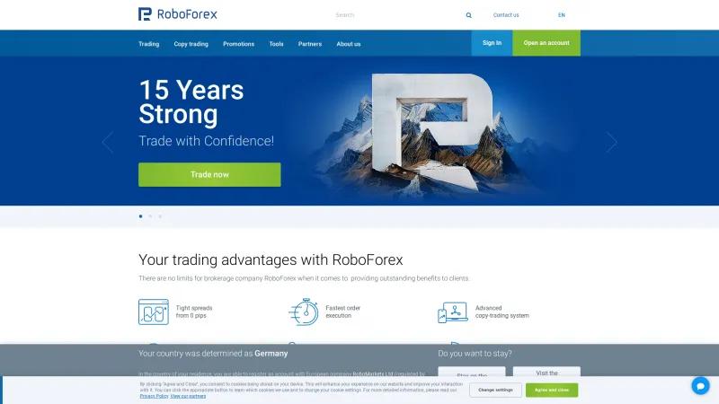 Homepage of RoboForex