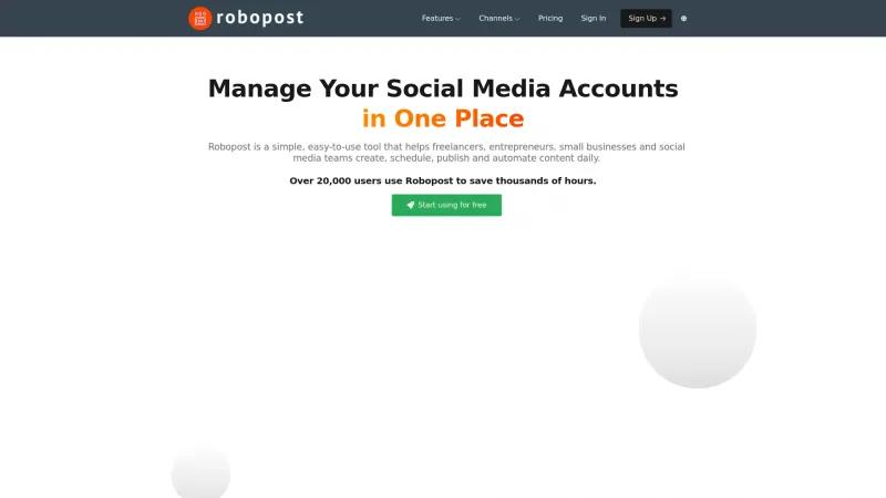 Homepage of Robopost