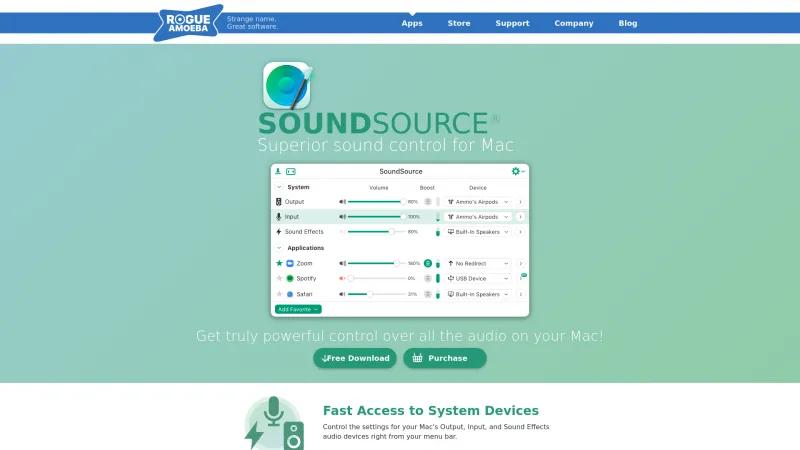 Homepage of SoundSource