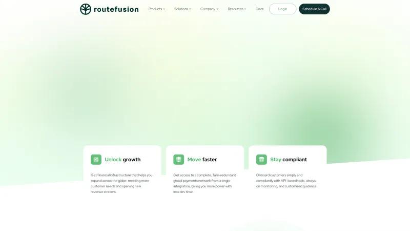 Homepage of Routefusion