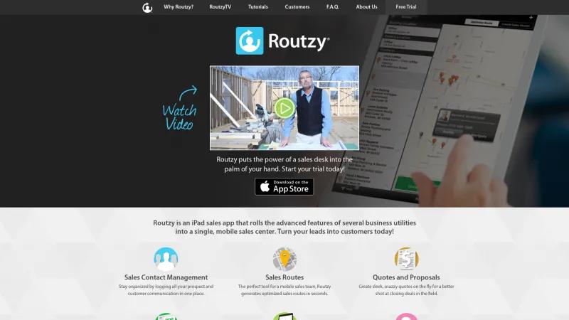 Homepage of Routzy