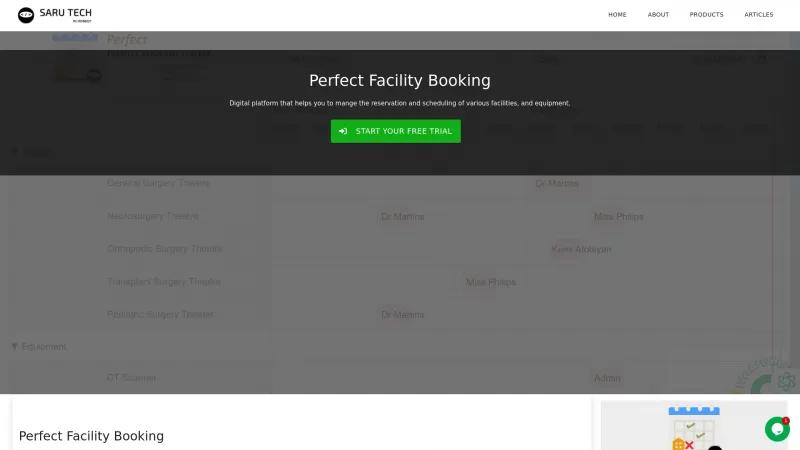 Homepage of Perfect Facility Booking System