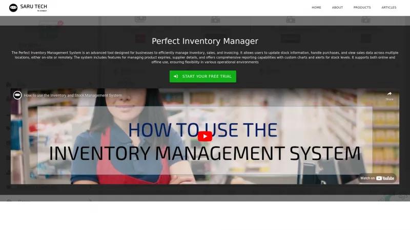 Homepage of Perfect Inventory Management System