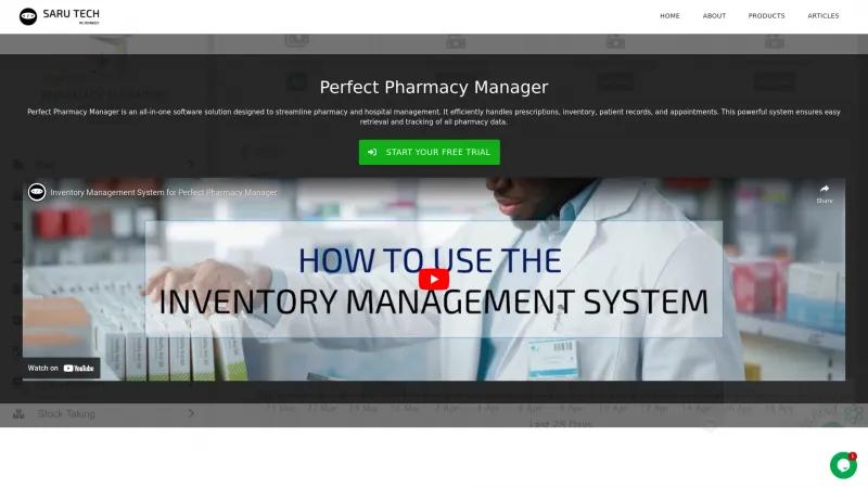 Homepage of Perfect Pharmacy Manager