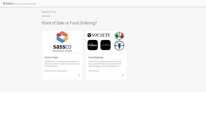 Homepage of SASSCO Restaurant POS