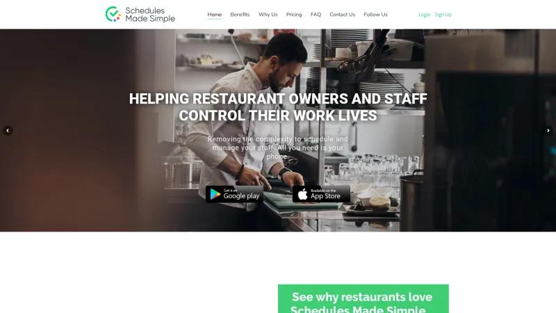 Homepage of Restaurant Schedules Made Simple