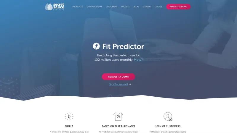 Homepage of Fit Predictor