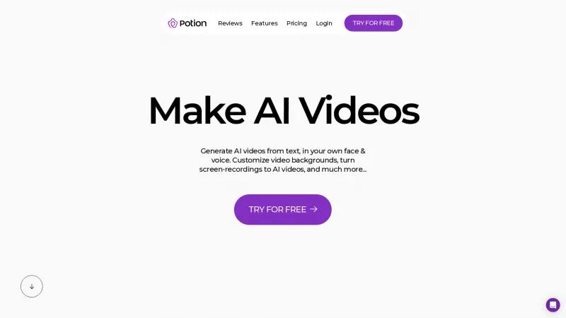 Homepage of Potion