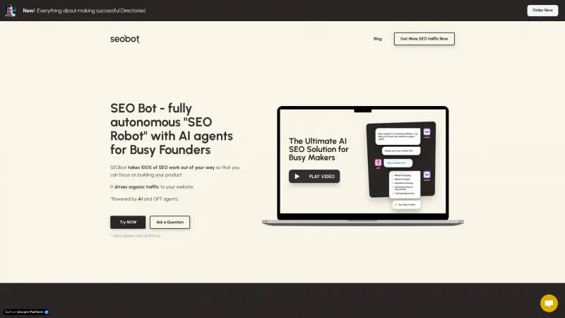 Homepage of SEObot