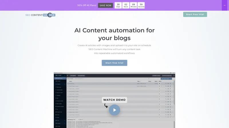 Homepage of SEO Content Machine