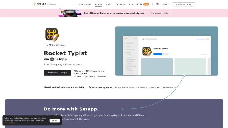 Homepage of Rocket Typist