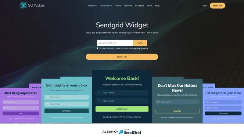 Homepage of SG Widget