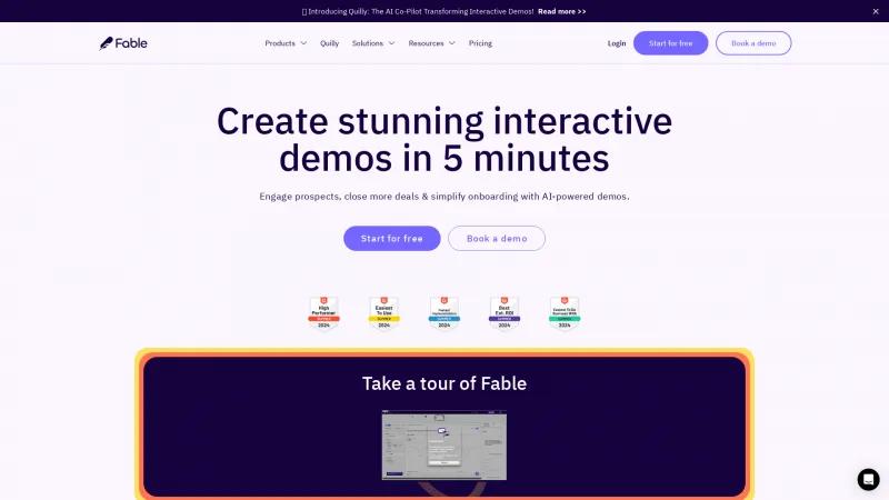 Homepage of Fable