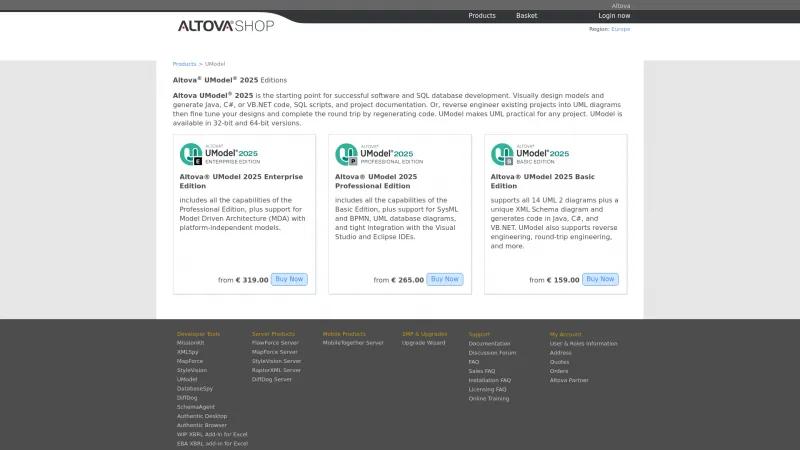 Homepage of Altova UModel