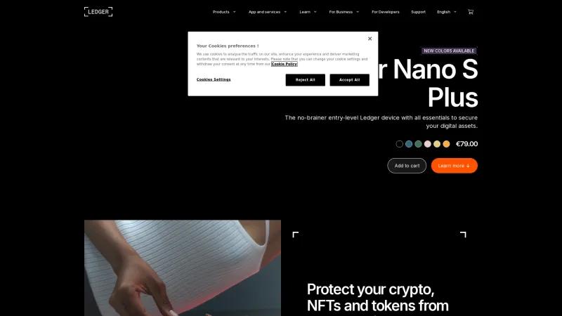 Homepage of Ledger Nano S Plus