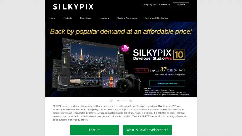 Homepage of SILKYPIX