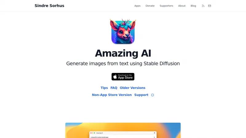 Homepage of Amazing AI