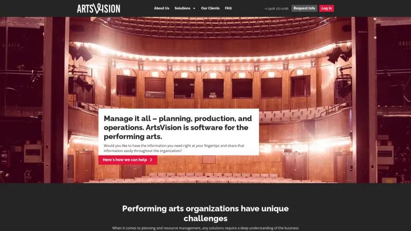 Homepage of ArtsVision