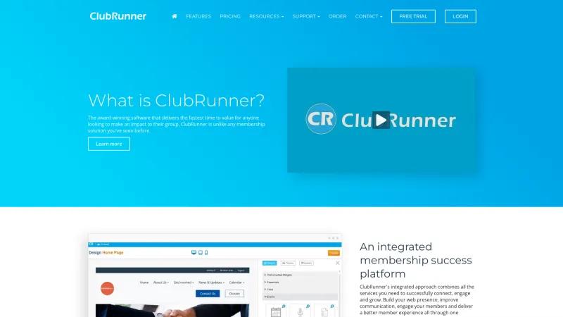 Homepage of ClubRunner