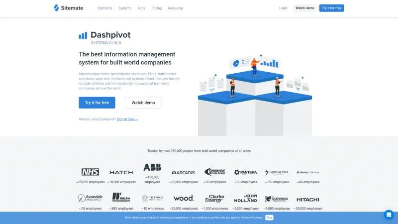 Homepage of Dashpivot