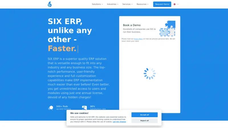 Homepage of SIX ERP