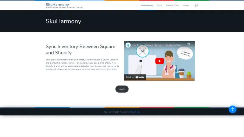 Homepage of SkuHarmony