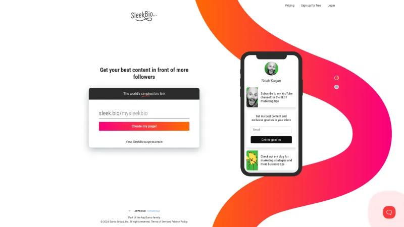 Homepage of SleekBio