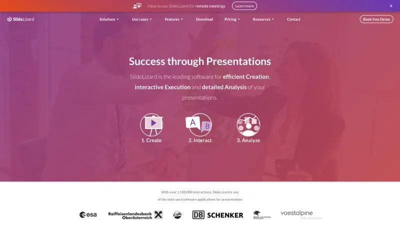 Homepage of SlideLizard