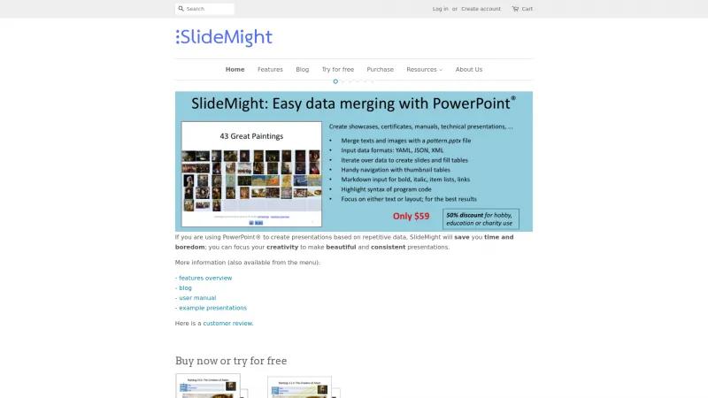 Homepage of SlideMight