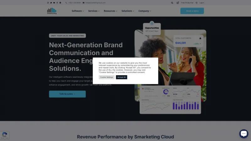 Homepage of Smarketing Cloud