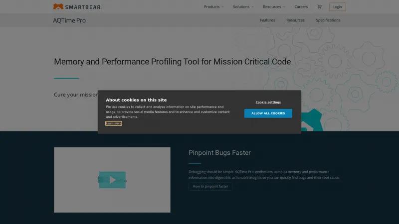 Homepage of SmartBear AQTime Pro