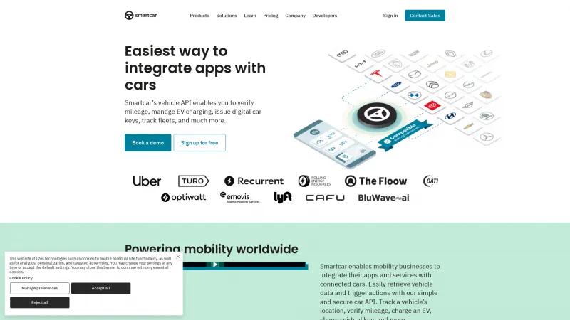 Homepage of Smartcar