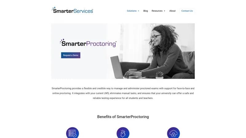 Homepage of SmarterProctoring