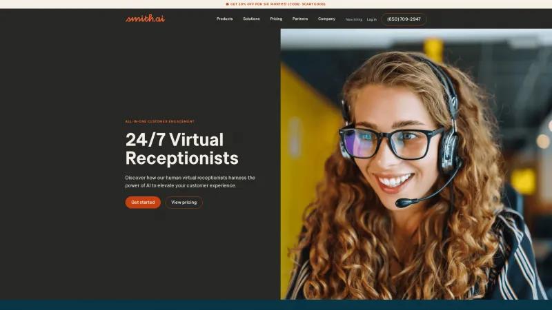 Homepage of Smith.ai Virtual Receptionist